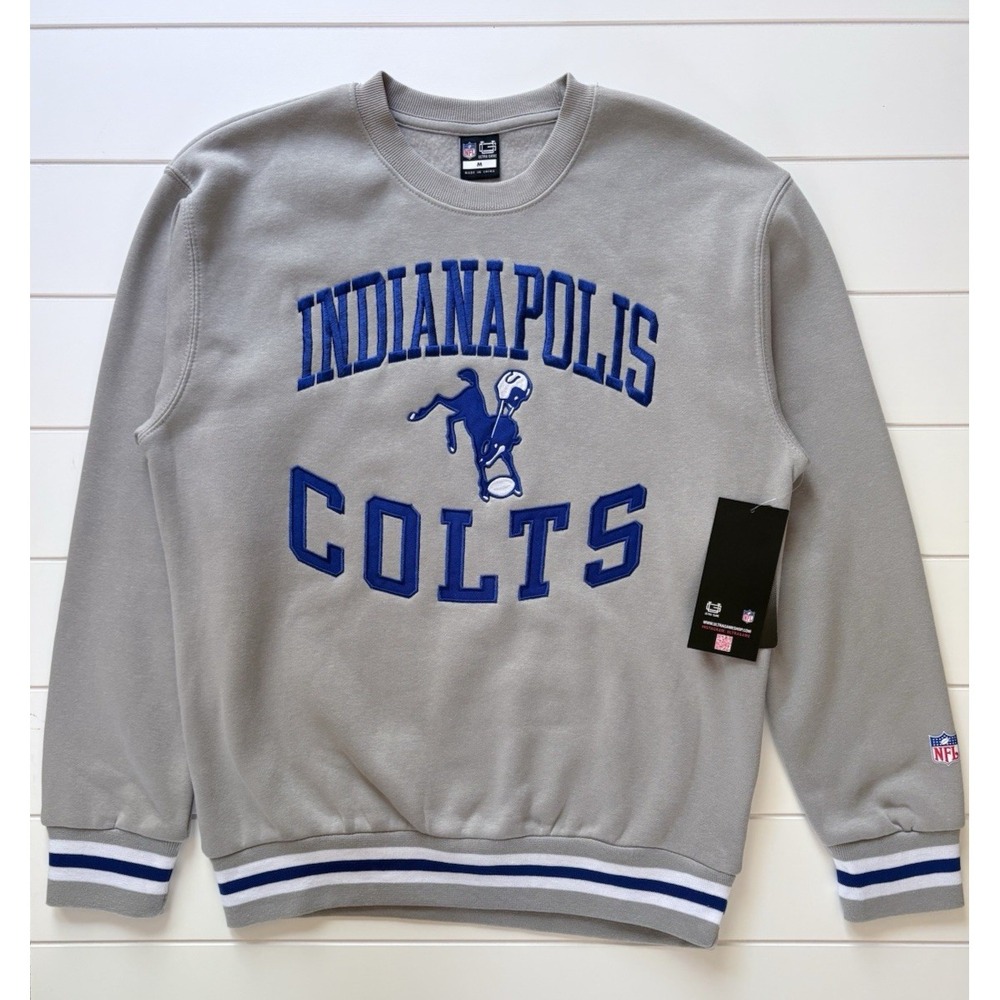 NFL Indianapolis Colts Embroidered Crewneck Sweatshirt Logo Retro Throwback M